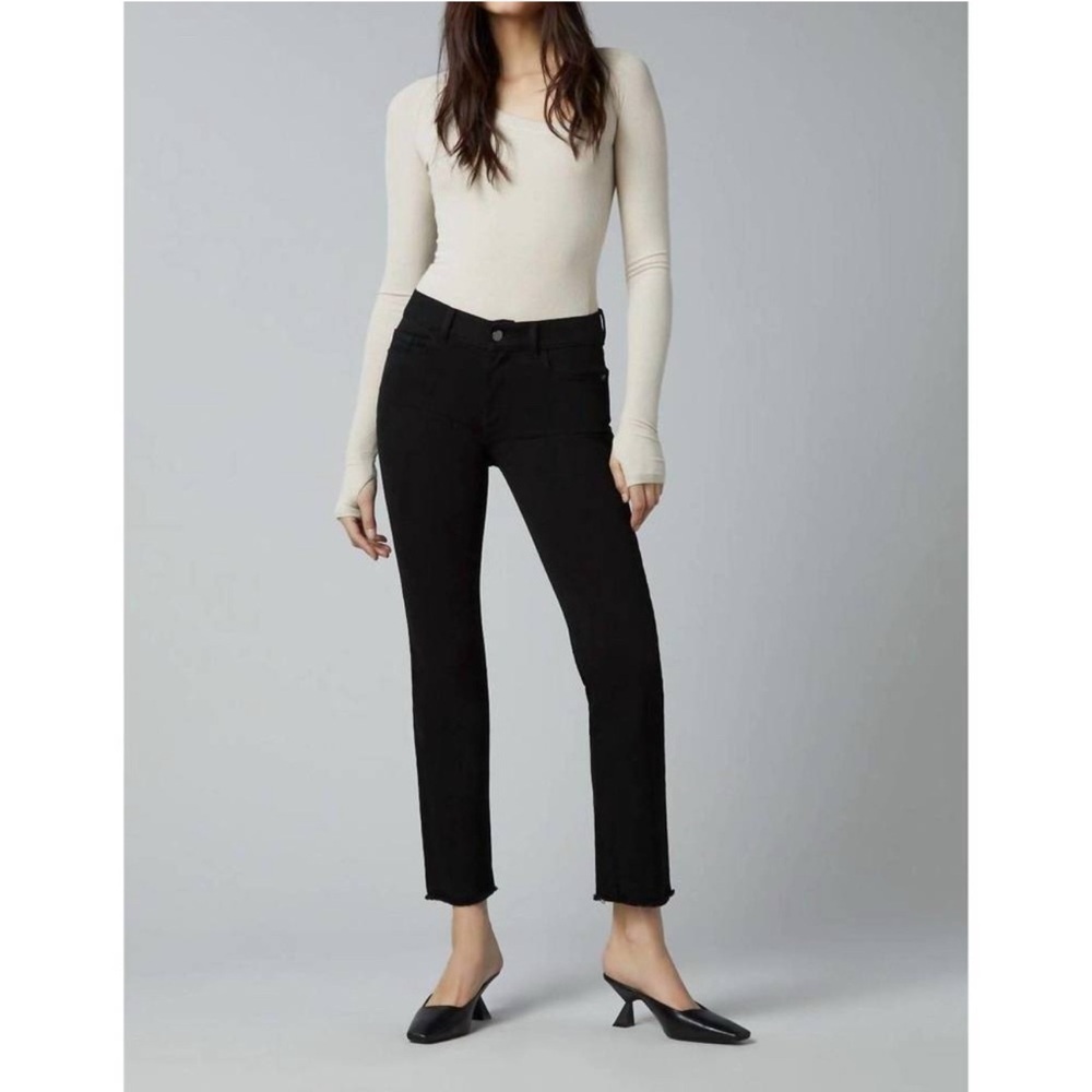 DL1961 Mara Straight Mid Rise Instasculpt Ankle Black Jeans Size 25